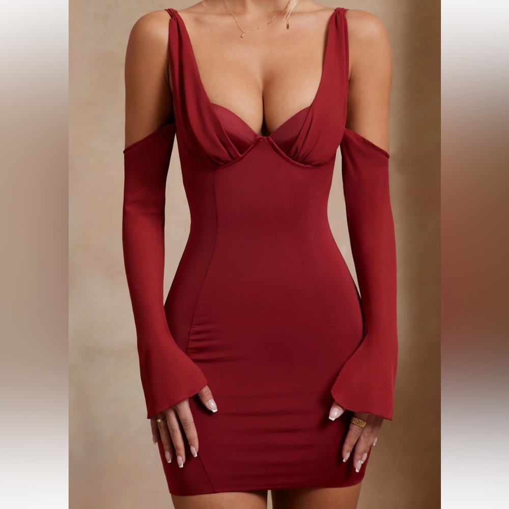 Oh Polly, Size 4 Mini Red Dress. Worn Once. Adjustable Straps. Bustier Top.